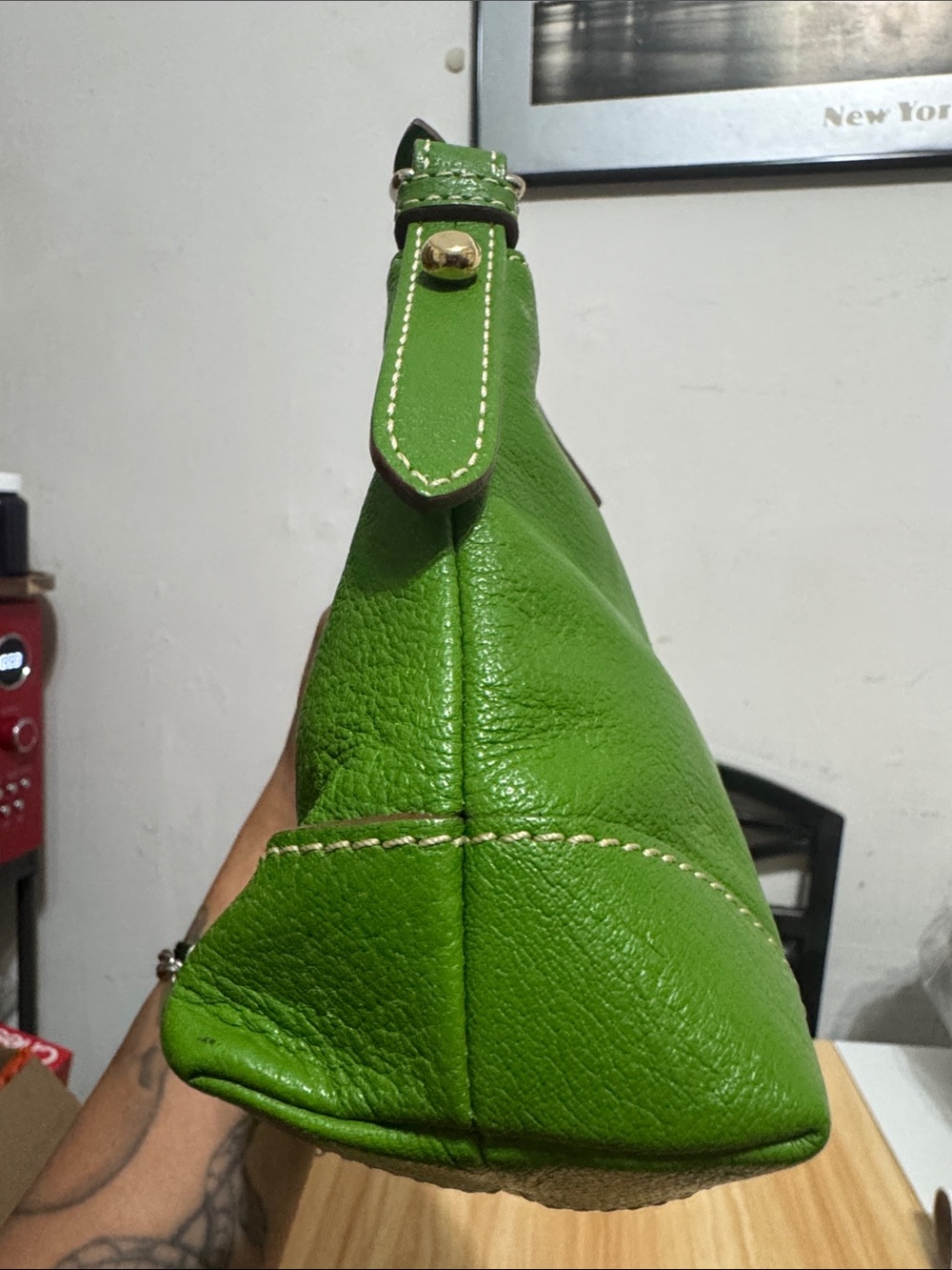 Dooney & Bourke Green Leather Shoulder Bag - Picture 7 of 17